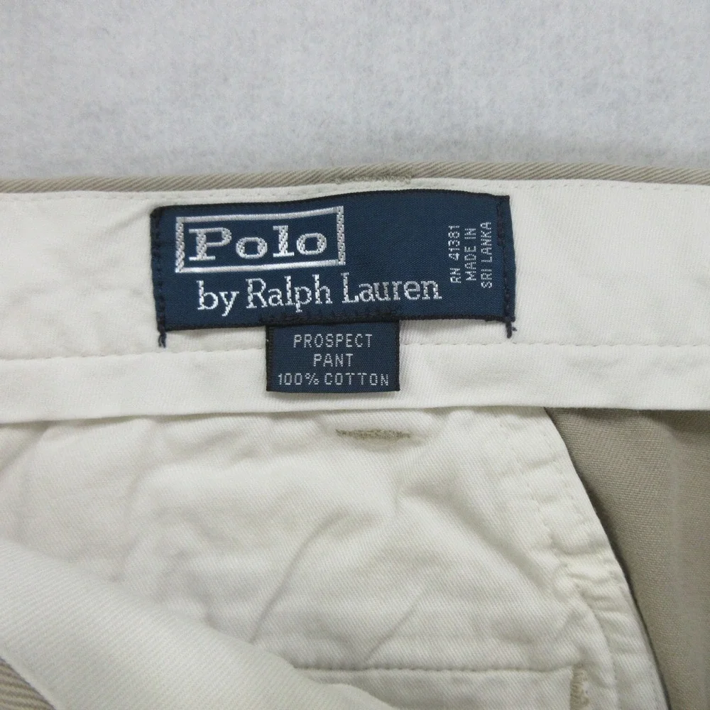Polo Ralph Lauren Mens Prospect Chino Pants 37x32 Beige Pleated Cuffed